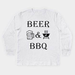 Beer and BBQ T-Shirt Alcohol Party July 4th Kids Long Sleeve T-Shirt